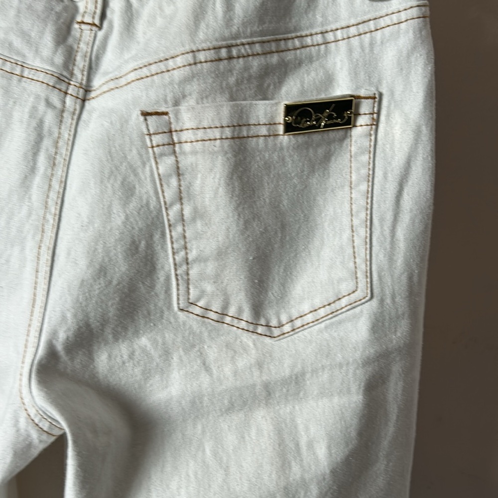 DG2 Diane Gilman Cream Flared Pants with Gold Button size 8 P - Picture 12 of 14